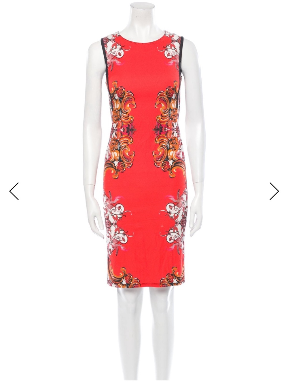 Roberto Cavalli Bodycon Sheath Dress Orange Baroque Print Size 8 Designer Luxury - Picture 10 of 12